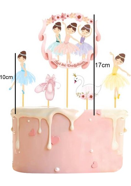 Çok Renkli Kuğu ve Balerin Figürlü 5'li Kürdan Pasta Süsü fiyatları
