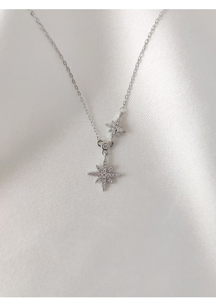 14K Kadın Sıralı Kutup Yıldızı Vip Kolye