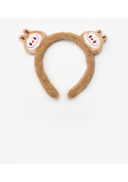 Kahverengi Oyuncak Figürlü Kız Çocuk Peluş Taç