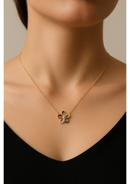 14K Kadın Zirkon Taşlı Papatya Vip Kolye modelleri