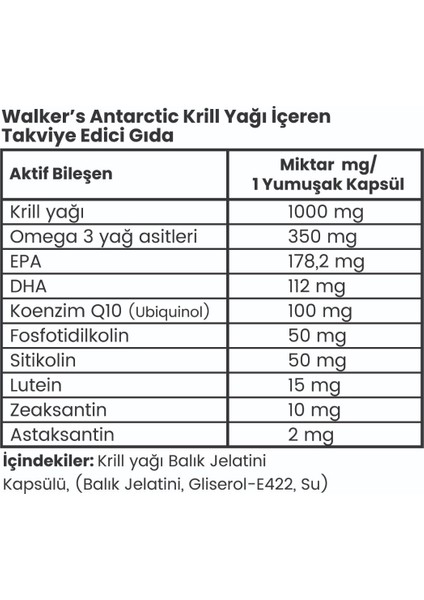 Krill Oil Omega 3 Sitikolin Lutein Q10 Içeren Vitamin