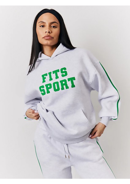 Kanguru Cep 3 Ip Şardonlu Oversize Kapüşonlu Kadın Hoodie 001-0002109