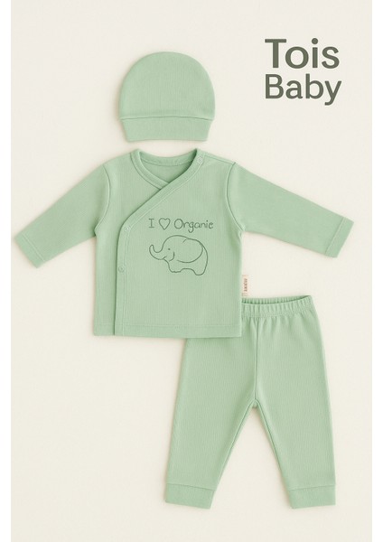 Organik Hastahane Çıkışı Bebek Takımı 0-3 Ay Fıstık Yeşili modelleri