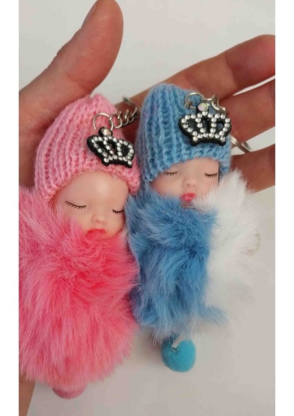 Hediyelik Sevimli Bebek Figürlü Ponponlu Anahtarlık – 5 'li Renkli Yumuşak Tüylü Peluş Charm Anahtarlık fiyatları
