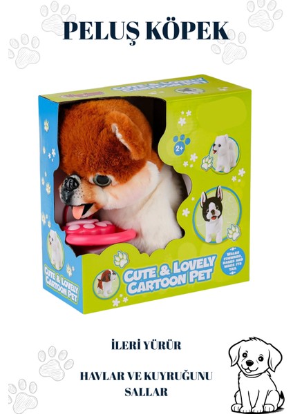 Tasmalı Yürüyen Havlayan ve Kuyruk Sallayan Peluş Kahvrengi Sevimli Köpek (Tasmadan Kumandalı) modelleri