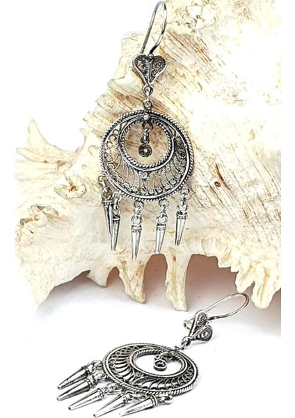 gümüş el işi tasarım bohem küpe