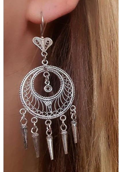 gümüş el işi tasarım bohem küpe fiyatları