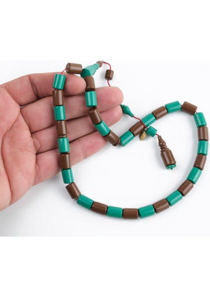 Kadim Katalin Usta Işi Imzalı Kesme Kesim 8X11MM Tesbih -Yeşil / Kahve fiyatları