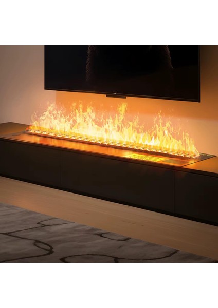 3D Su Buharlı Elektrikli Şömine | 100 cm | 7 Renk Alev Efekti, Uzaktan Kumandalı & Mobil Uygulamalı, Çıtırtı Sesli, Nem Dengeleyici modelleri