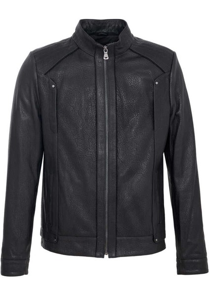 Siyah Hakiki Deri Erkek Hakiki Deri Mont - E23KDM310453-Q4O