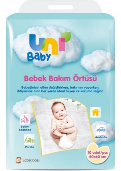Uni Baby Bebek Bakım Örtüsü 60*60CM 10 Adet