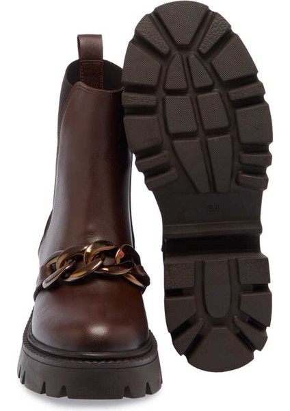 Kahve Hakiki Deri Kadın Casual Bot - K23K1BT66869-A24