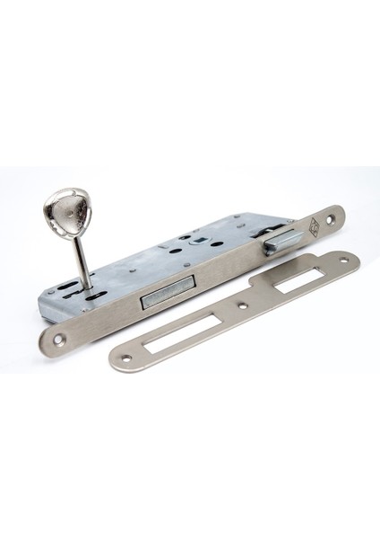 Lusso Inox Kare Rozetli Oda Kapı Kolu ve 40X23MM Saten Oda Gömme Kilit Set