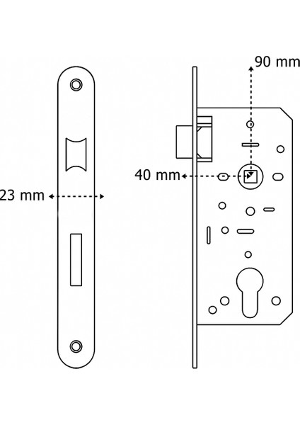 Lusso Inox Kare Rozetli Oda Kapı Kolu ve 40X23MM Saten Oda Gömme Kilit Set