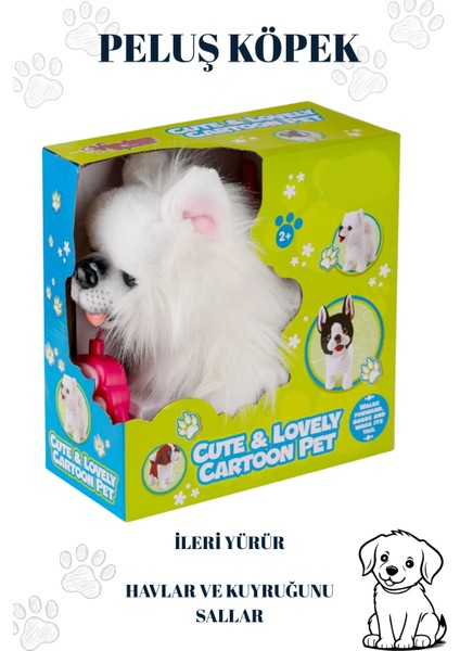Tasmalı Yürüyen Havlayan ve Kuyruk Sallayan Peluş Sevimli Köpek (Tasmadan Kumandalı)