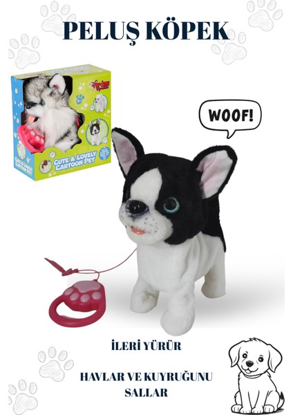 Tasmalı Yürüyen Havlayan ve Kuyruk Sallayan Peluş Sevimli Köpek