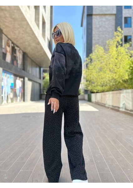 5708 Duman Taşlı Sweat Siyah modelleri