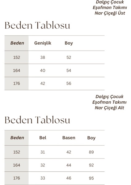 Dalgıç Çocuk Eşofman Takımı Nar Çiçeği fırsatları