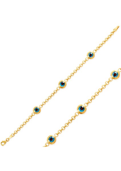 Gümüş Gold Nazar Boncuklu Bayan Bileklik (BC-6BF699)