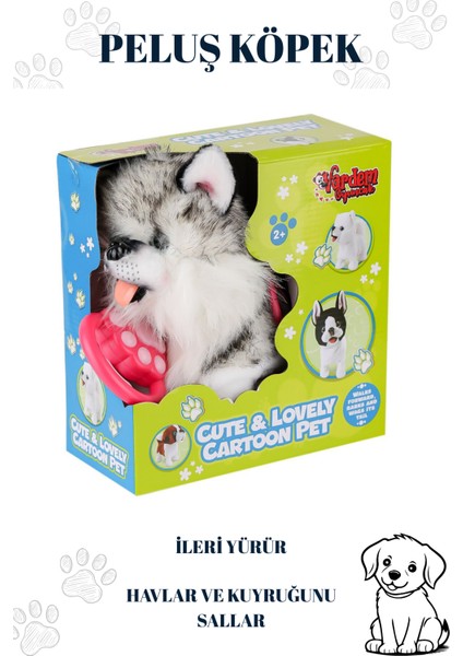 Tasmalı Husky Yürüyen Havlayan ve Kuyruk Sallayan Peluş Sevimli Köpek (Tasmadan Kumandalı)