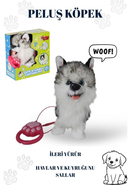 Tasmalı Husky Yürüyen Havlayan ve Kuyruk Sallayan Peluş Sevimli Köpek (Tasmadan Kumandalı) fiyatları