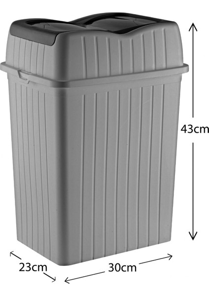 22 L - Çift Kapaklı Slim Çöp Kovası - Dekoratif Ev Ofis Banyo & Mutfak Düzenleyici Çöp Kutusu Gri modelleri