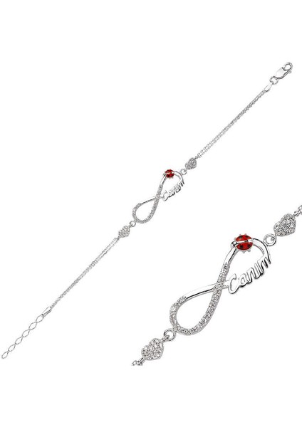 925 Ayar Gümüş Kalpli Sonsuzluk Canım Bileklik (BC-3853E7)