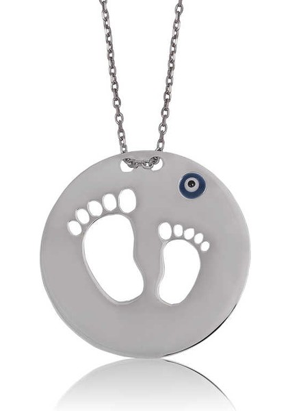 925 Ayar Gümüş Anne Bebek Ayak Izi Kadın Gümüş Kolye (BC-6F7E4A)