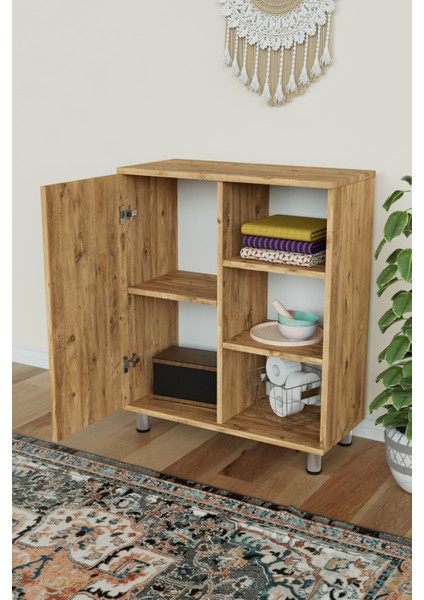 3 Raflı Tek Kapak The Forest Çok Amaçlı Dolabı Mutfak Kiler Banyo Balkon Erzak Dolabı fiyatları