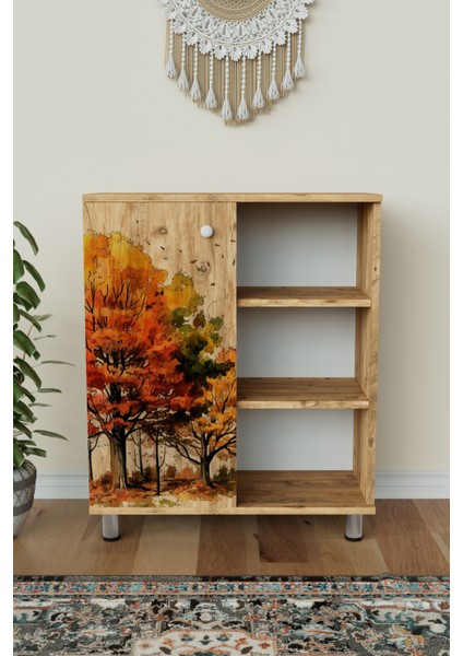 3 Raflı Tek Kapak Autumn Vibe Çok Amaçlı Dolabı Mutfak Kiler Banyo Balkon Erzak Dolabı modelleri