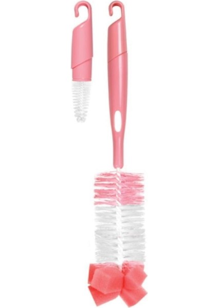 Pembe Süngerli Biberon ve Emzik Fırçası, Pratik ve Temiz Kullanım Için Tasarlandı