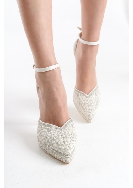 El Yapımı Taş Işlemeli Ince Yüksek Topuklu Gelinlik Düğün Nişan Nikah Sahne Kadın Abiye Ayakkabı fırsatları