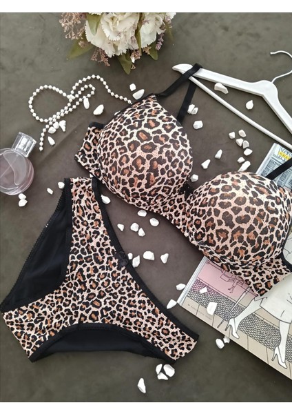 Kadın Iç Çamaşırı Leopar Desenli Takım