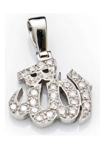 925 Ayar Gümüş Allah Yazılı Kadın Gümüş Kolye (BC-D1BA14)