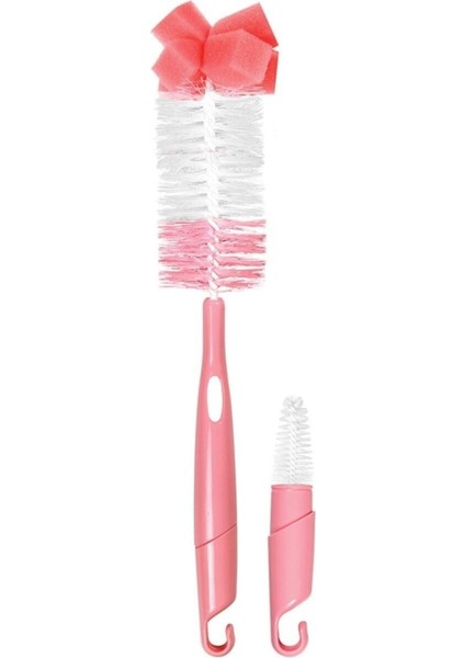 Yumuşak Süngerli Biberon ve Emzik Fırçası Seti, Pembe Renk