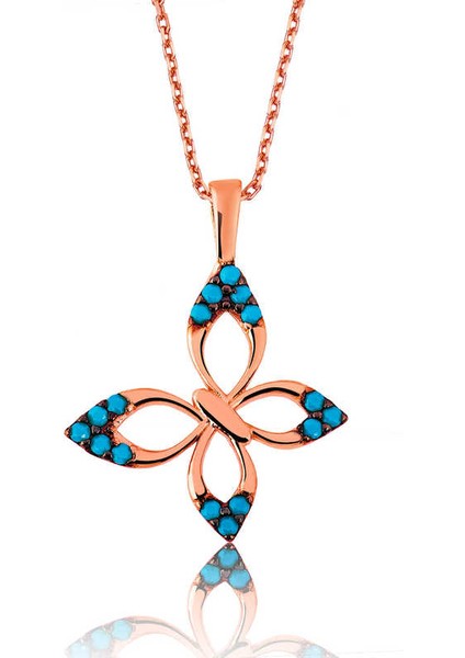 925 Ayar Gümüş Mavi Kelebek Kadın Gümüş Kolye (BC-630621)