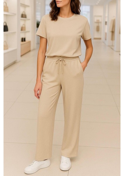 Yumuşak ve Esnek Dokulu Modal Dubleface Kumaş Kısa Kollu Bisiklet Yaka Alt-Üst Takım