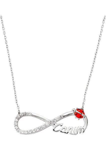 925 Ayar Gümüş Uğur Böcekli Sonsuzluk Canım Kadın Gümüş Kolye (BC-C0BCAF)