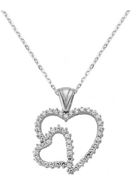 925 Ayar Gümüş Kalpli Kadın Gümüş Kolye (BC-0B8FF3)