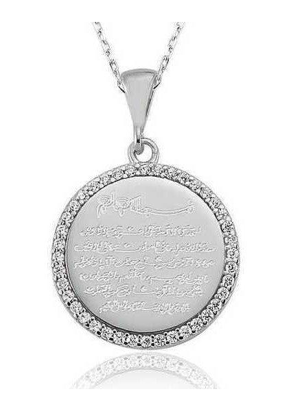 Gümüş Ayetel Kürsi Bayan Kolye (BC-5B458C)