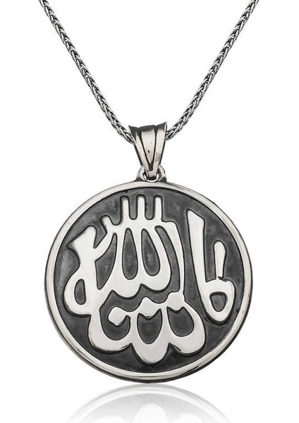 925 Ayar Gümüş Maşallah Yazılı Gümüş Kolye (BC-C647D8)