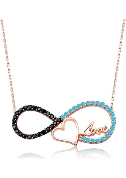 925 Ayar Gümüş Kalpli Sonsuzluk Kadın Gümüş Kolye (BC-469748)