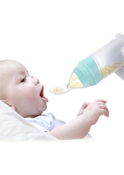 Pratik ve Kendinden Sıkmalı Kaşıklı Biberon, Mavi Renkli Kullanım Kolaylığı Sağlar. fırsatları