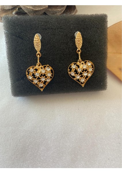 Kalpli Zirkon Taşlı Küpe Altın Renk modelleri