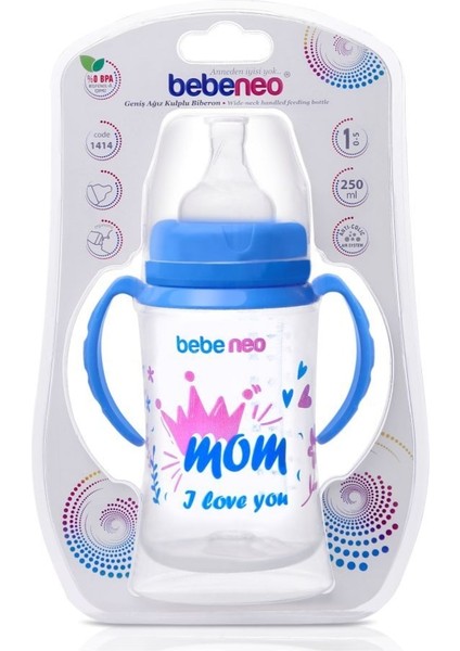 Geniş Ağız Kulplu 250 ml Bpa Içermeyen Sağlıklı Antikolik Biberon Mavi fiyatları