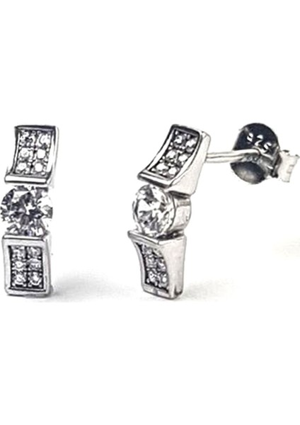 Pırlanta Işıltısında zirkon taşlı gümüş bayan küpe