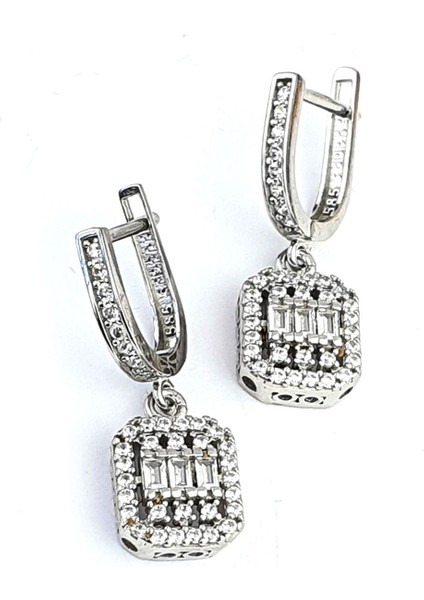 Baget zirkon Taşlı 925 ayar Gümüş Sallantılı Küpe fiyatları