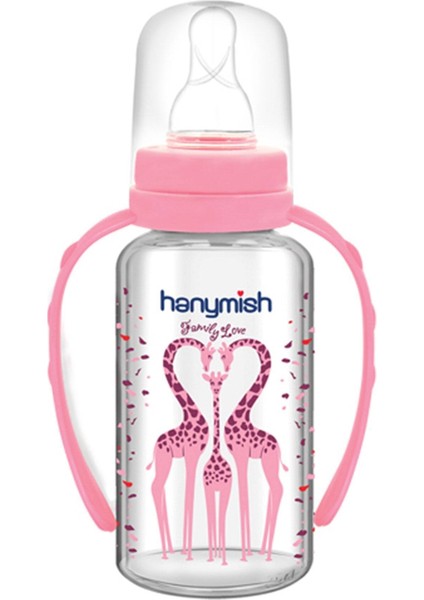 Pembe Kulplu Cam Biberon 125 ml Sağlıklı ve Güvenli Bebek Besleme Için