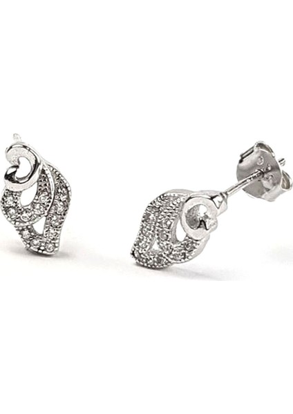 Pırlanta ışıltısında zirkon taşlı gümüş bayan küpe