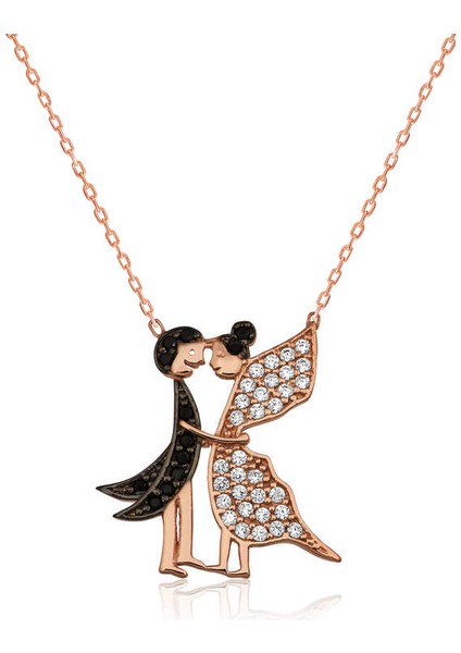 925 Ayar Gümüş Aşık Kelebekler Kadın Gümüş Kolye (BC-FDB23E)